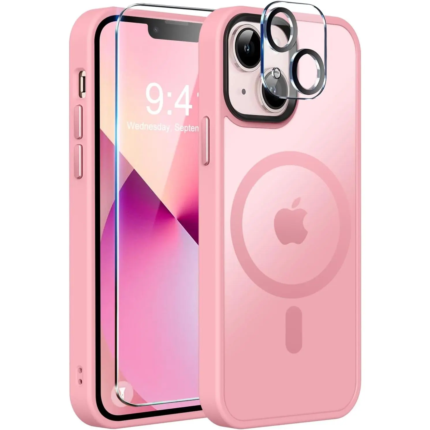 MagSafe Protective Hard Case for iPhone 13 - Slim Light Weight Matte Polycarbonate Cover with Magnetic Closure, Screen Protector, Camera Lens Protector, Thin Shockproof Scratch Resistant Anti-Scratch Mobile Phone Accessory