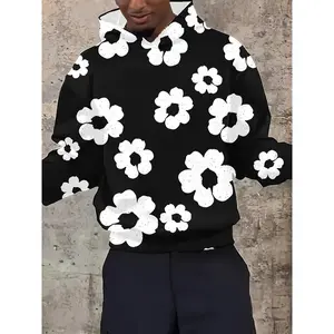 New 3D Men's Autumn/Winter Hoodie Sweatshirt Y2 Personalized Flower White Cotton Casual Large Size