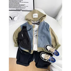 NewKids' Versatile Denim Jacket |     Essential Hooded Top for Spring/Fall, Casual Zip-Up for Boys