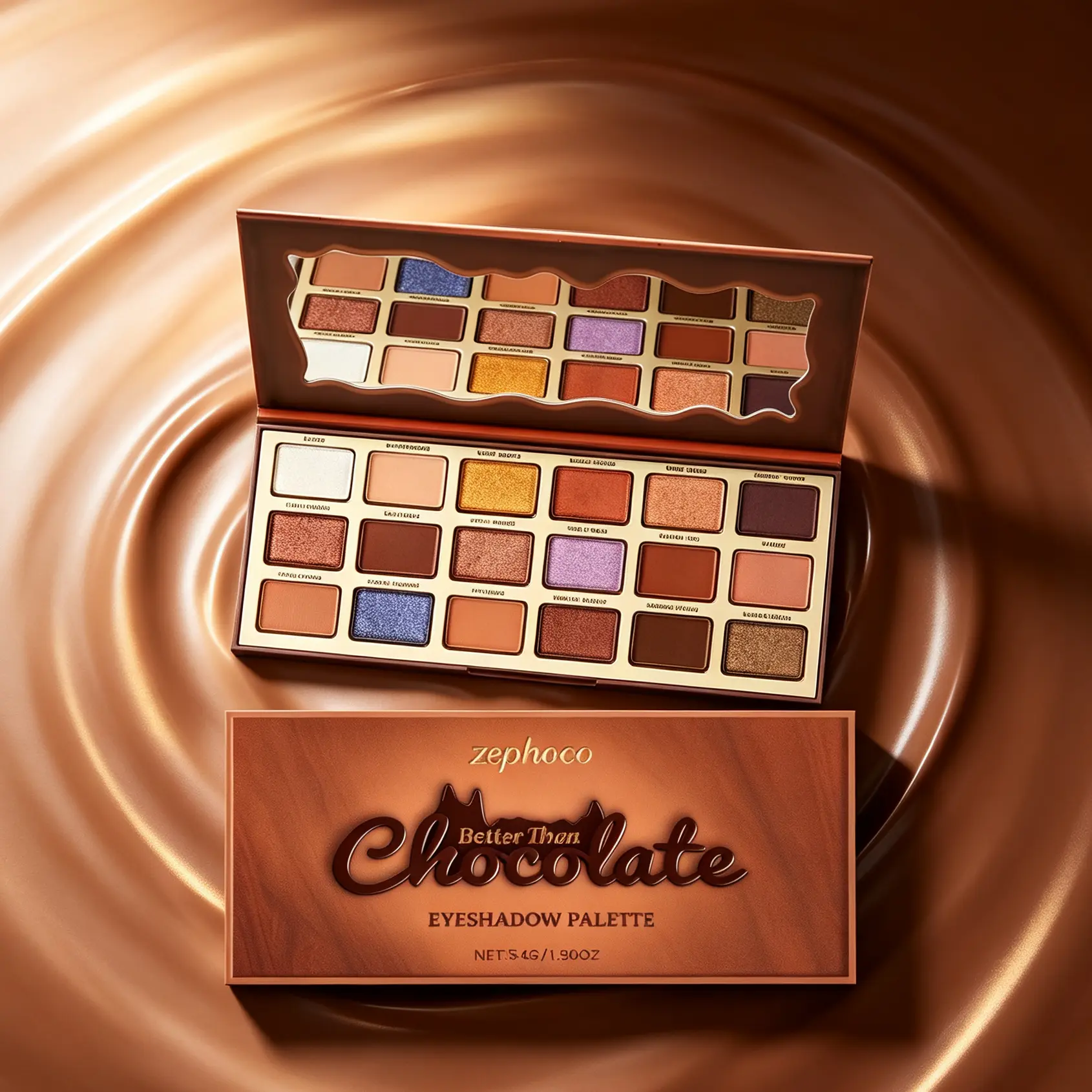 18 Shades Chocolate Eyeshadow Palette with Earth Tones & Cool-Toned Highlighters, Lightweight High-Pigment Makeup Products for Daily Commute