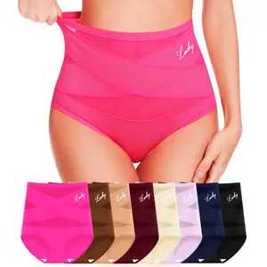 【NEW COLORS】Women's High-Waist Panties,3/5/8 Pack Lucky Letter Logo,Cross-Mesh Panel Underwear,Ultra Soft Comfort Fit Briefs - Womenswear