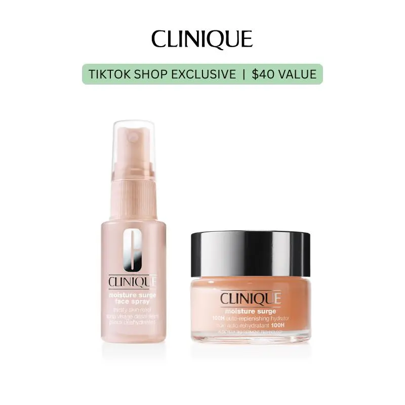 [Clinique] Moisture Surge Duo - Moisture Surge Face Spray + Moisture Surge 100H Auto - Replenishing Hydrator | Face Moisturizer | Hyaluronic Acid, Aloe Bioferment and Vitamins C + E | For All Skin Types | Hydrating + Moisturizing