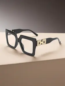 Women's Wide Frame Fashion Mirror, Chain Leg Decorations, High-End Style Accessory, Perfect for Fashion Enthusiasts, All Seasons, Stylish Glasses