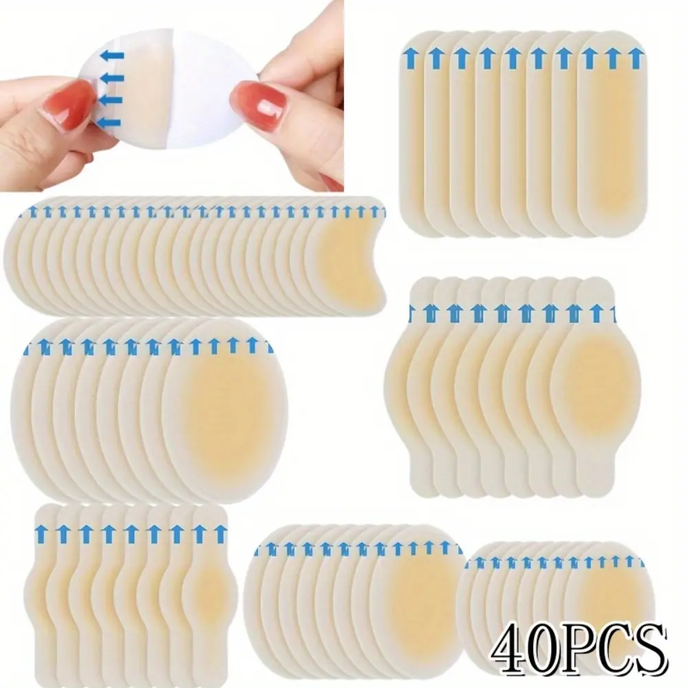 40 Pieces of Blister Bandages, Gel Blister Pads, Waterproof Glue Sealing Adhesive Bandages, Used for The Prevention and Recovery of Blisters on Feet, Toes and Heels