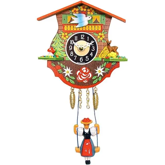 212 MAIN Alexander Taron 0110SQ Engstler Wood Battery-Operated Mini Clock - With Switch, Chimes, Home Decor, Holiday Gift Option for Girls, Decoration
