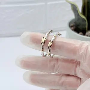 950 Silver Tube hoops with infinity detail in 950 sterling silver with 18k gold plating