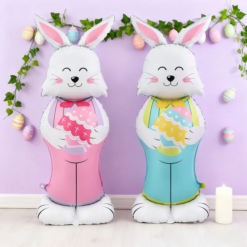 Large Standing Rabbit Balloon Decorations, Balloon Animals, Perfect for Birthday and Easter Parties, Ideal Party Supplies for Enhancing the Indoor Atmosphere, Balloon Animal Balloons