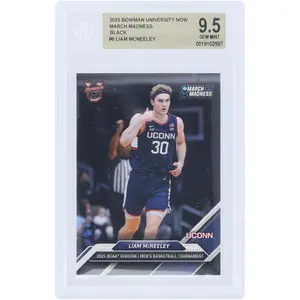 Liam McNeeley University of Connecticut 2025 Bowman University Now March Madness Black #6 BGS Authenticated 9.5 Card