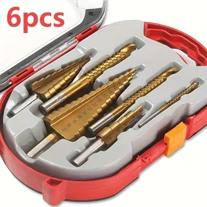 Titanium-Coated Chrome Vanadium Drill Bit Set 6pcs Precision Twist for Wood & Metal 4-20/4-12/3-12mm 3/6/8mm Industrial-Grade Drilling Woodworking Tools Durable Construction Hole Enlargement Portable Electric Drill Shearing Machine Lithium Ion Replacement