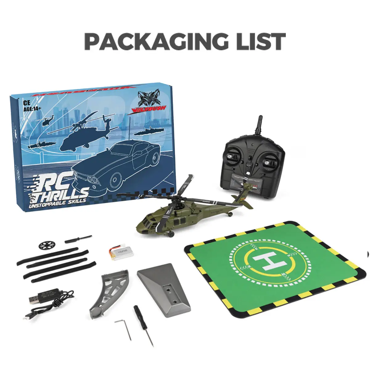 WL K170 RC Helicopter for Adults, Military Hobby RC Helicopter for Beginners, UH-60L Scale Model with Altitude Hold, 6-Axis Gyro, 4CH Remote, Brushless Motor
