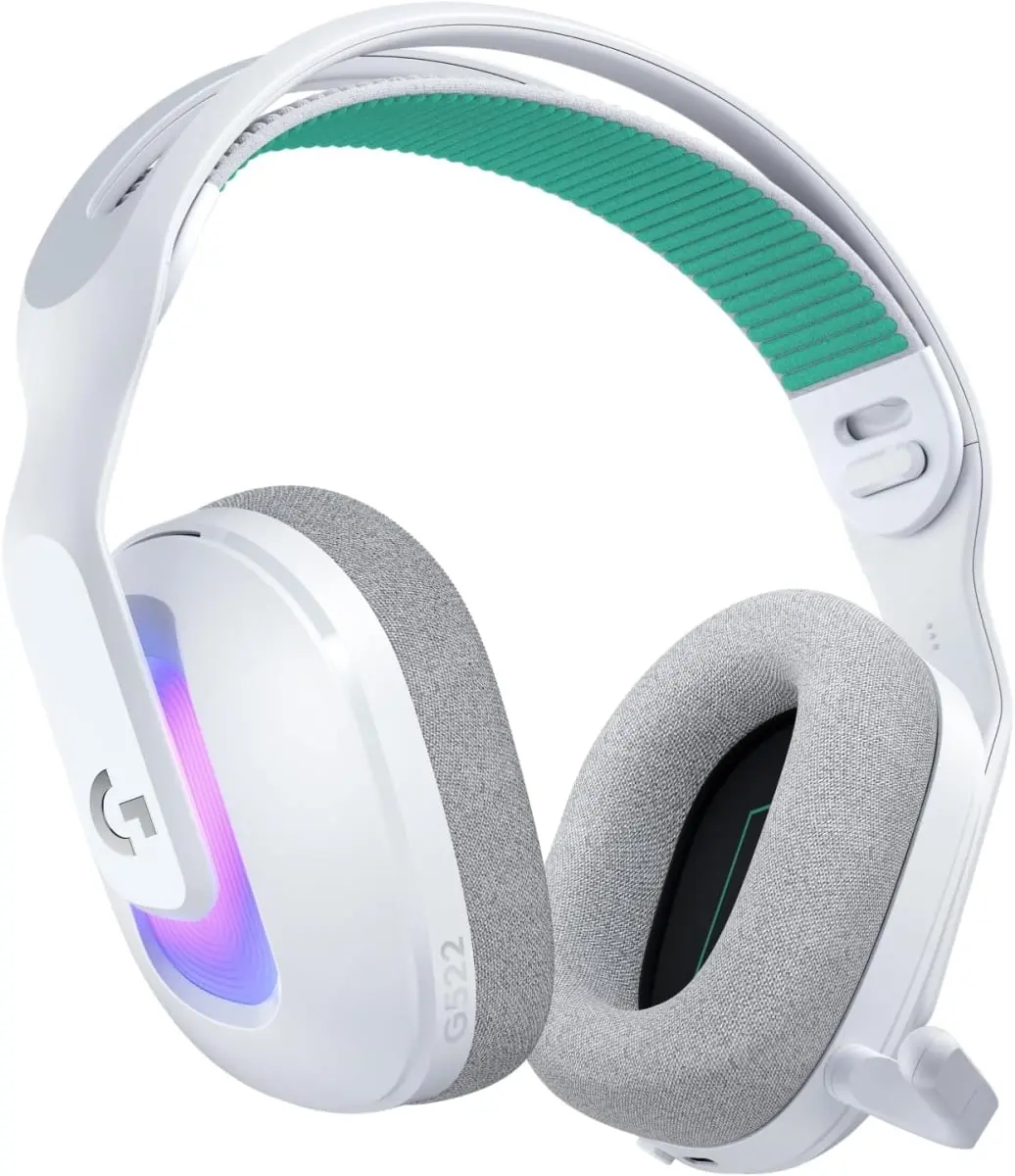 Logitech G522 Lightspeed Wireless Gaming Headset (981-001517) - White, RGB Lighting Headphones for PC Gaming Accessories