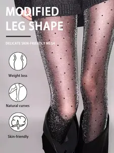 High Elasticity Silver Color Butterfly Pattern Silk Pantyhose, Slim-Fitting Sheer Stockings for All Seasons, Fashionable High Waist Socks