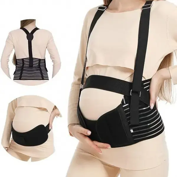 Maternity Belt Back Support Belly Band  Belt Support Brace Abdominal Binder Waist Support Black L