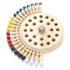 Wooden Color Memory Match Peg Board Game, Montessori Color Matching Puzzle Toy, Brain Training Logic Learning Board Game, Fine Motor Skill Educational Toy for Toddlers Kids Parent‑Child Family Interactive Play
