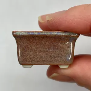 Tiny Rectangle Mame Bonsai Pot in Red Pearl, Only 1.25 inches long