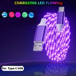 New Starry Sky Super Fast Charging Data Cable, LED Lighting, Type C Portable Cellphone, USB-C to USB, Compatible with Samsung Huawei Xiaomi, Durable PVC