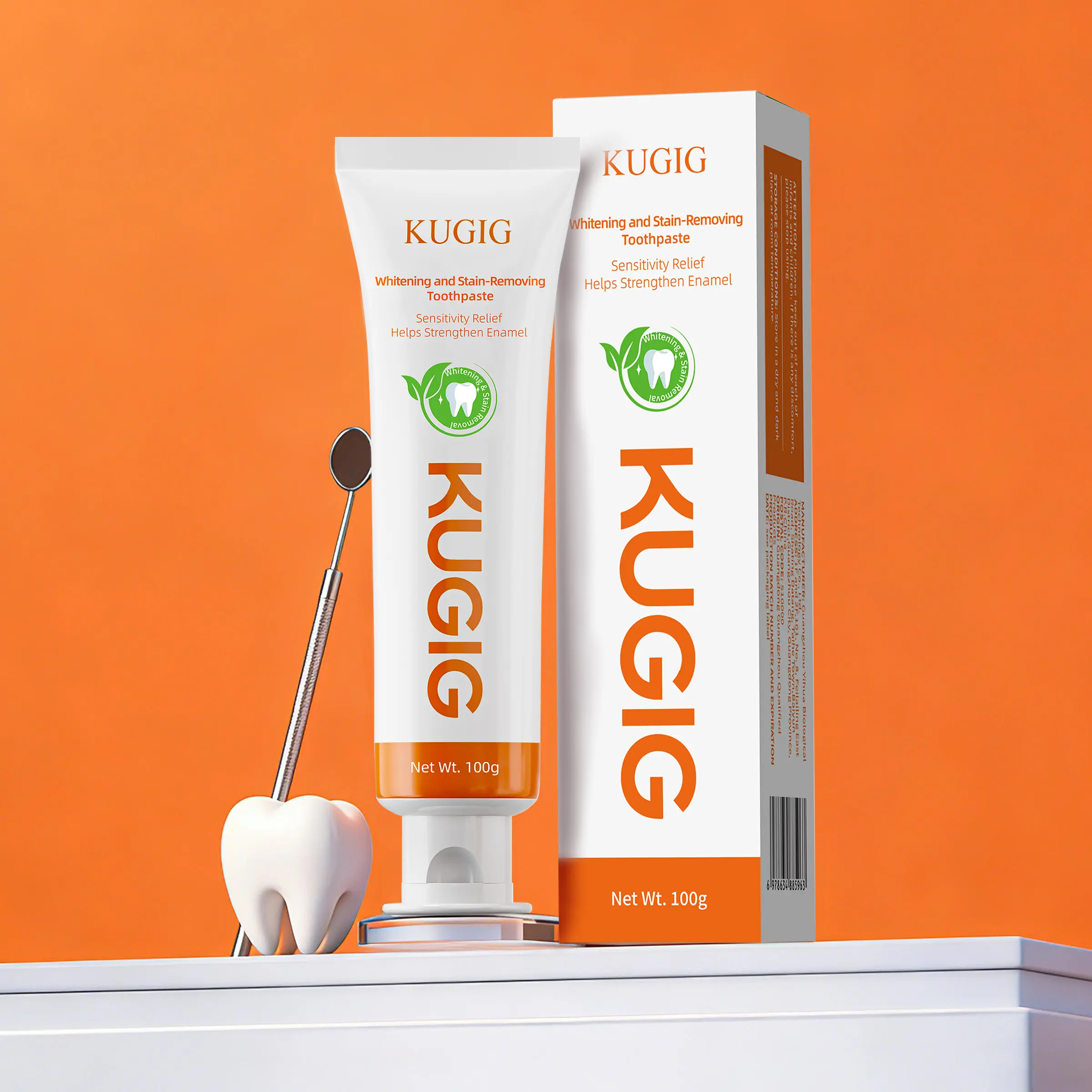 KUGIG Fluoride-Free Anti-Yellowing Toothpaste, Gentle Oral Care for Sensitive Teeth & Gums, Cool Mint-Flavor (Gentle Mint, Peppermint Options) for Surface Stain & Plaque Removal, Freshens Breath, Daily Use, Anti-Yellowing Toothpastes