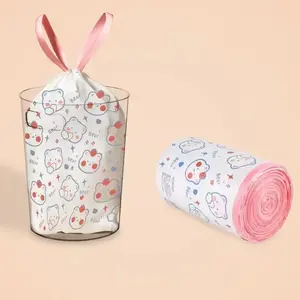 2 Rolls/30pcs 4 Gallon Self-Closing Trash Bags, Drawstring Trash Bags, Durable Trash Bag, Sturdy Trash Bags, Home Use Garbage Bags, Multi-Functional Waste Bags for Home Office Cleaning Supplies