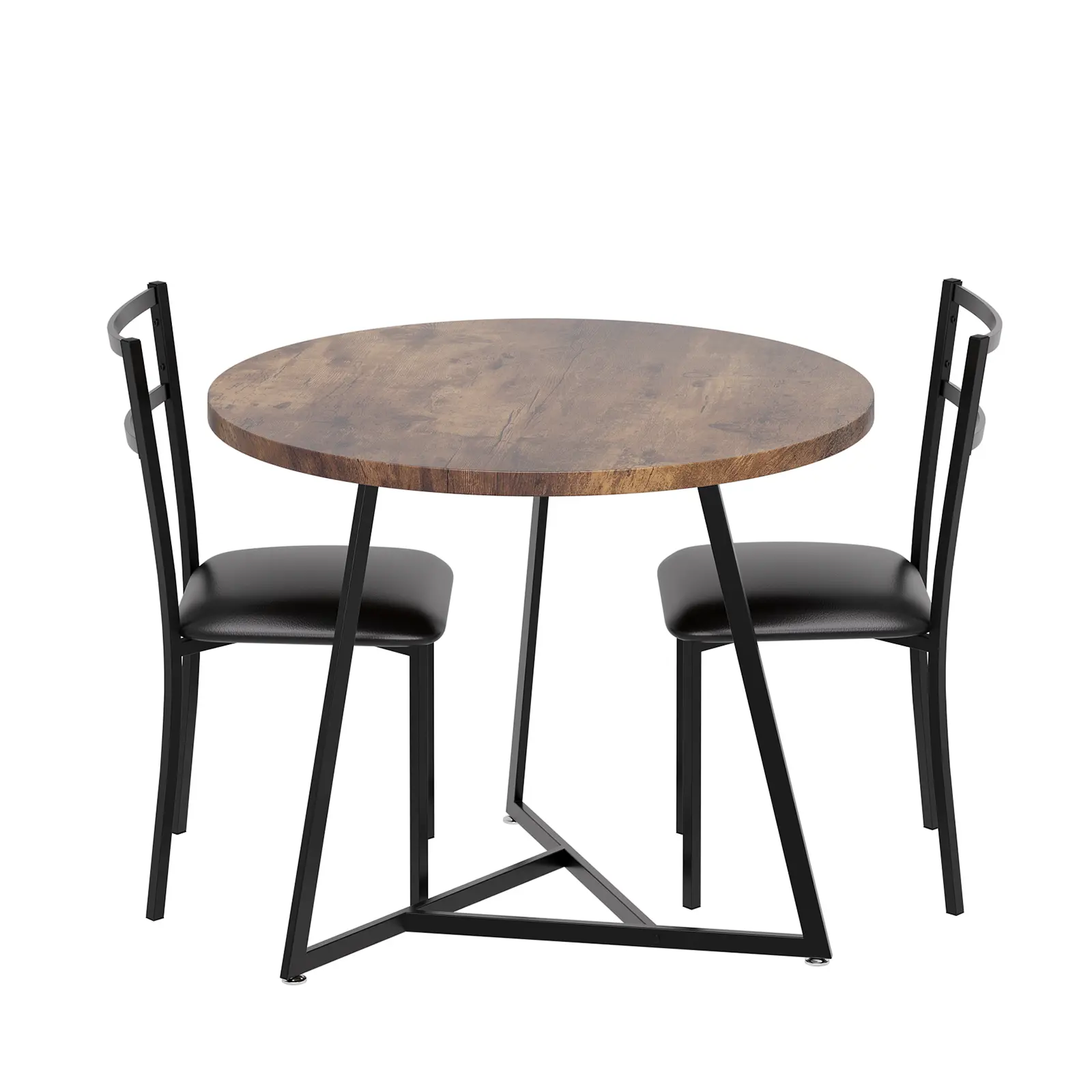 Garvee 2-Person Round Dining Table Set - Space-Saving Modern Indoor Furniture, Upholstered Chairs, Sturdy Steel Frame, Gold & White Marble for Small Apartment Kitchen Dining Rooms