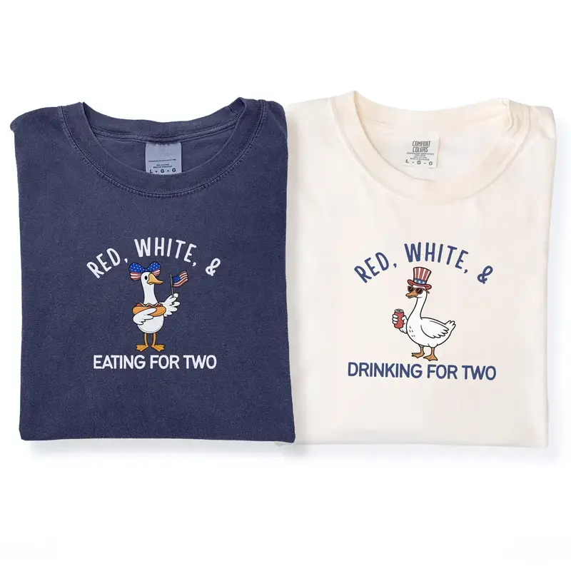 4th of July Matching Mom Dad Shirts, Patriotic Couples T-Shirts, Baby Reveal Tee, Eating For Two Shirt