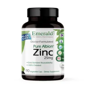 Emerald Labs Greenish Pure Albion Zinc 25 mg - Dietary Supplement with Gold Standard Bioavailability for Immune, Cell Function, and Digestive Support - 90 Vegetable Capsules