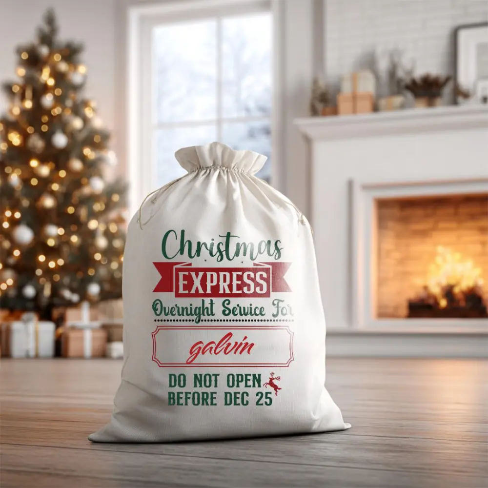 Christmas Express Gift Sack Custom Name Santa Delivery Bag Personalized Holiday Present Bag