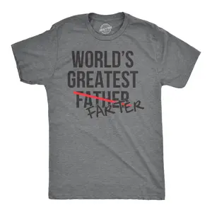 Mens Worlds Greatest Father Farter T Shirt Funny Gift for Dad Sarcastic Humor Mens Funny T Shirts Cool Vintage Fashion T-Shirt Gift Classic Menswear Dad Joke Apparel for Men Funny Adult Humor Short Sleeve Dark Grey
