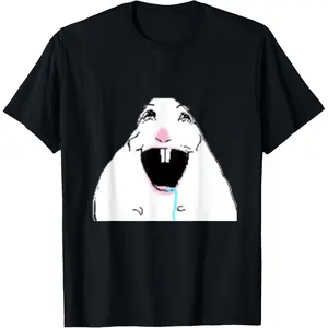 Cotton Streetwear Graphic Tees Casual Round Neck Shortsleeve Fashion Silly Drooling White Hamster T-Shirt