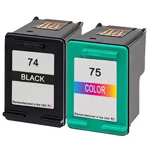 U.S. Remanufactured for HP 74 Black and HP 75 Color Ink Cartridge Combo Pack
