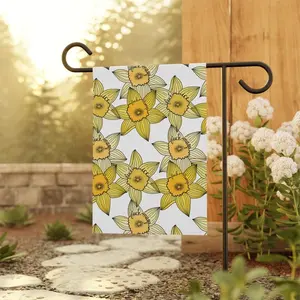 Slightly Subtle Yellow Daffodil Pattern Garden Banner | House Flag