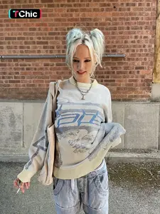 Women's Drop Shoulder Sweater, Fashion Casual Graphic Round Neck Jumper for Daily Outdoor Wear, Women Knitwear for Spring & Fall