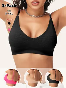 Women's Wireless Bra S-4xl, Adjustable Straps, Removable Pads, Comfortable All-Day Wear, Slim Fit, Casual Style, 5 Colors Available,3Pack/5Pack, Wireless Compression Bras