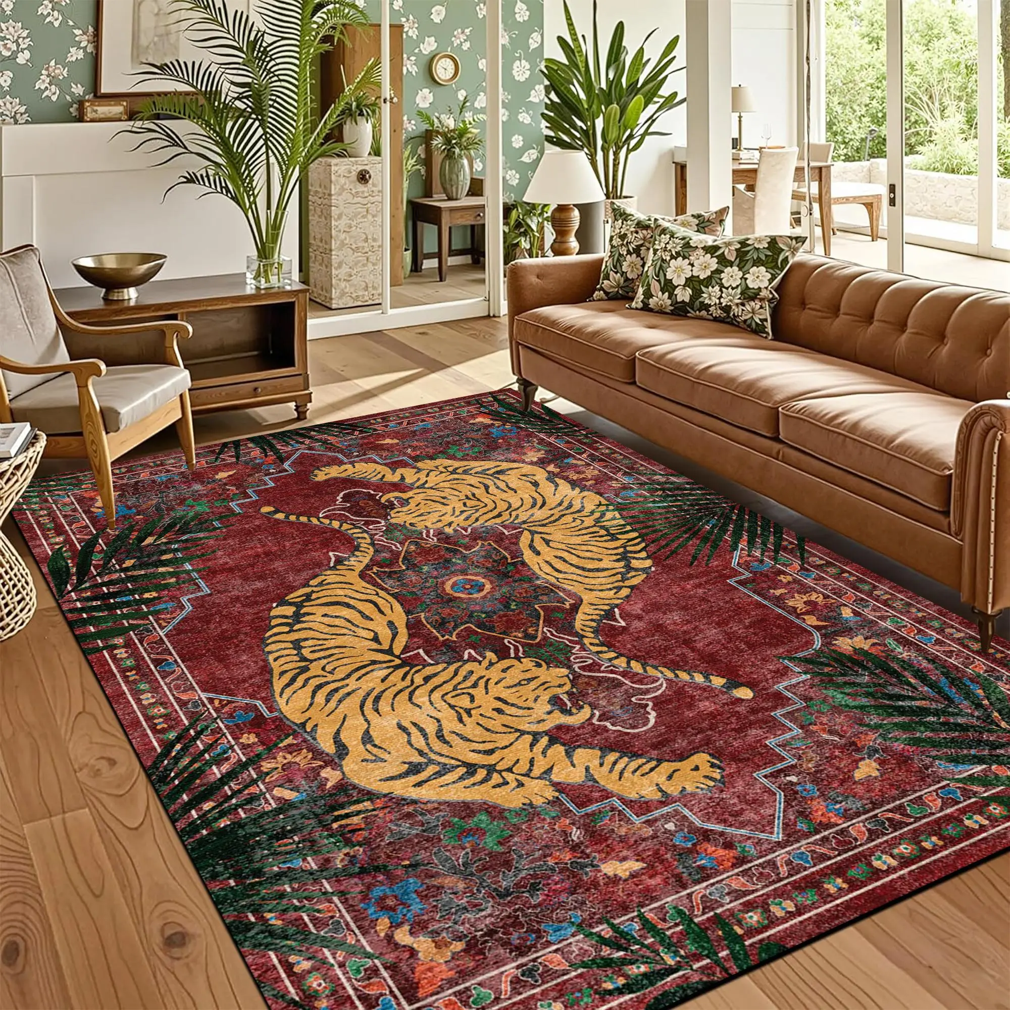 Tiger Pattern Rug, Animal Printed Rug, Household Decorative Rug, 1 Count Non-slip Soft Floor Mat, Decorative Carpet for Home Living Room Bedroom, Home Decor
