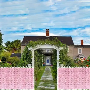 Pink Decor 3pcs set of 100cm*50cm charming peach-colored artificial ivy privacy fence screen, no power required, plastic flower wall backdrop, suitable for outdoor gardens, terraces, balconies - perfect for weddings, and high-end fence embellishments