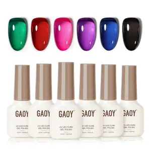 GAOY Funky Fest Jelly Red Black Gel Nail Polish Set, 6 Transparent Colors Green Blue Pink, Soak Off UV Light Cure Gel Polish Kit for Nail Art DIY at Home