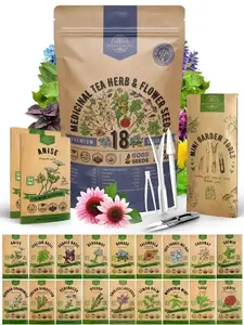 18 Medicinal Tea Herb & Flower Seeds Variety Pack