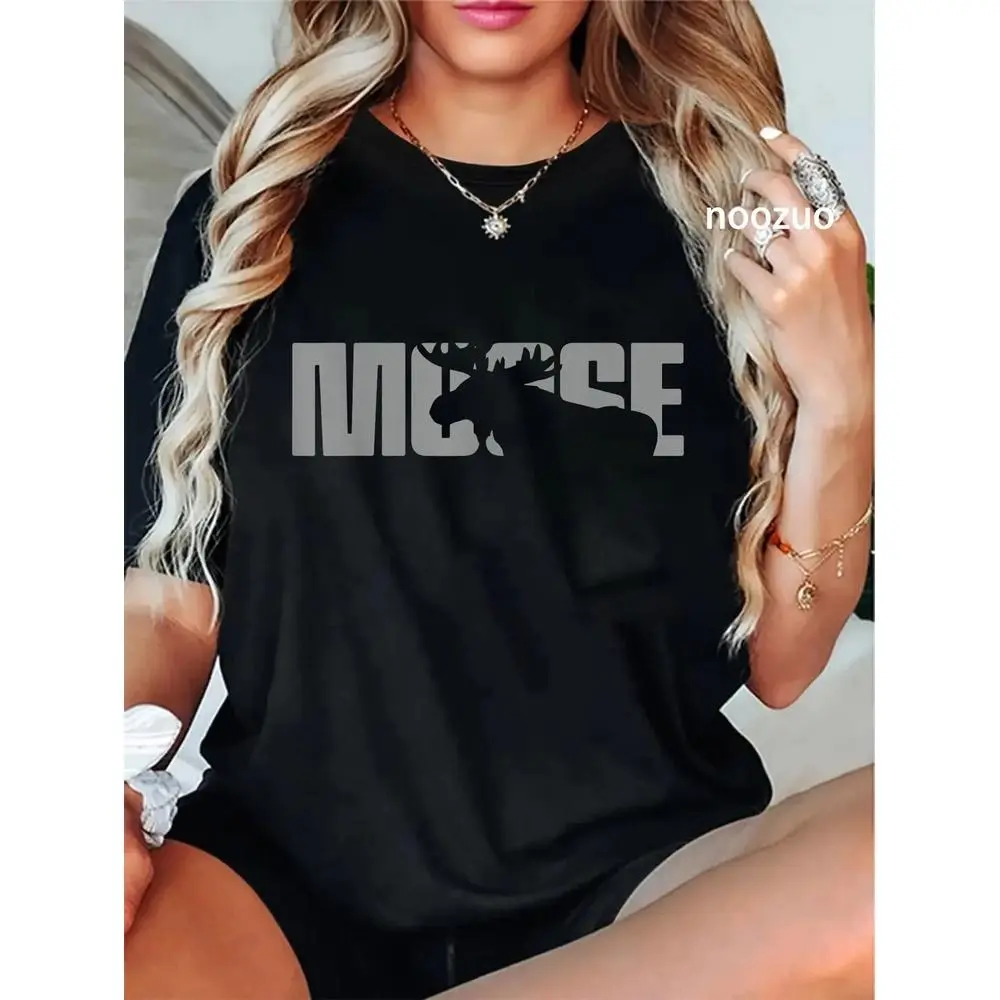 100% Cotton Unisex Moose Lover Apparel - Moose T-Shirt Casual Graphic Printed TeeCHEN JX Shop