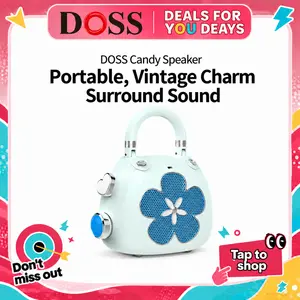 DOSS Vintage Candy Cute Retro Mini Portable Bluetooth Speaker - Battery-Powered Cable-Free Speaker with Subwoofer, USB Port, Lightweight Design, Stable Connection, Manufacturer Warranty, Ideal Mini Gift for Outdoor Fun Fathers' Day, Mini Gifts, Bluetooth