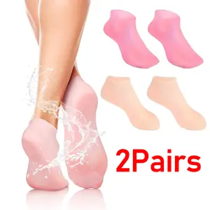 2 Pairs Silicone Socks for Women - Soft Gel Aloe Moisturizing Socks for Women's Spa Pedicure, Repairing Dry Feet, Cracked Heels and Softening Rough Skin，Make A Great Gift For Mother'S Day, Christmas, Or Ramadan. gifts for girl Womenswear Basic