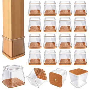 24 pcs Square Chair Leg Floor Protectors for Hardwood Floor Fits All Shape Chair