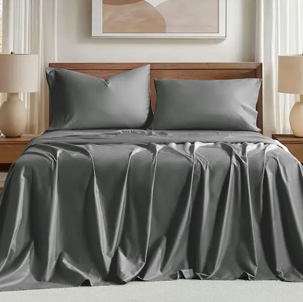 FANSACE 4-Pieces Egyptian Cotton Bedding Set - Queen/King Size, 1200 TC Silky Soft Cooling Sateen, OEKO-TEX Certified Breathable Fabric, 19" Deep Pocket, Machine Washable, Fitted Bedsheet Sets