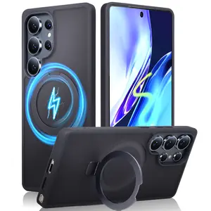 For Samsung Galaxy S25 24 23 Plus Ultra S25 Edge S24 FE Case [Fit for Magsafe] Ring Stand, Shockproof Translucent Slim Protective Phone Cover