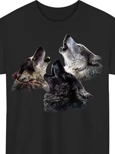 Three Wolves Howling at the Moon - Wolf Lover T-Shirt