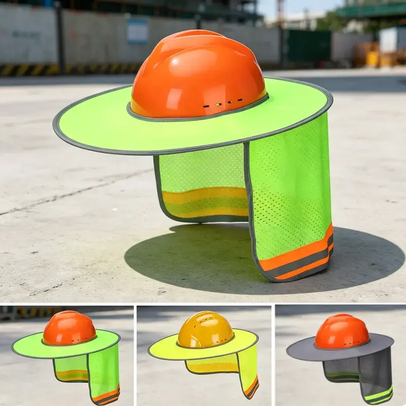 Hard Hat Sun Shield with Full and Standard Brim Coverage, Breathable Mesh Sunshade for Construction Workers, Outdoor Job Sites and Summer Heat Protection, Lightweight UV Blocking Hard Hat Accessory for Contractors, Roofers and Daily Safety Workwear