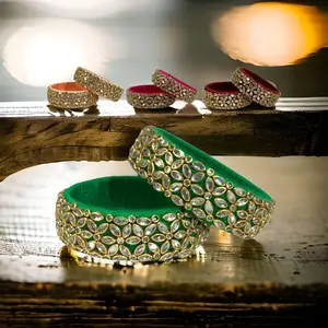 LoveNspire Kundan Bangles - Vibrant Silk Thread, Flower Accents, Multi-Size Traditional Costume Jewelry for Weddings, Festive Occasions, Flowers