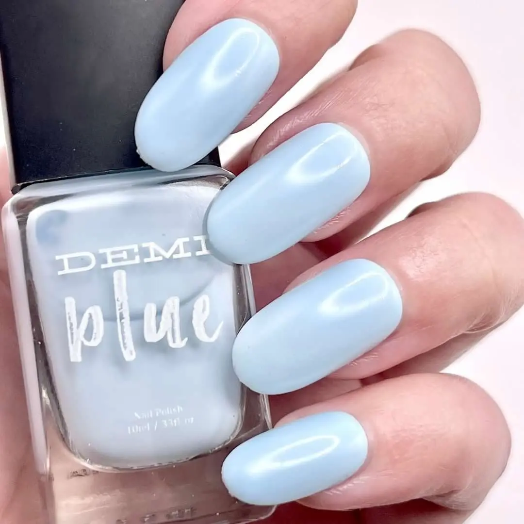 DEMIblue Mirror Vegan Nail Polish - 10G, 21-Free, Cruelty-Free, Smooth Application, Radiance, Blue 1 Lake (CI 42090), Breathable, for Adults, Everyday Use, Anyone Seeking Safe and Ethical Nail Care, Bottle, Eco-Friendly, 10Ml, Nail Art, Natural Nail Polis