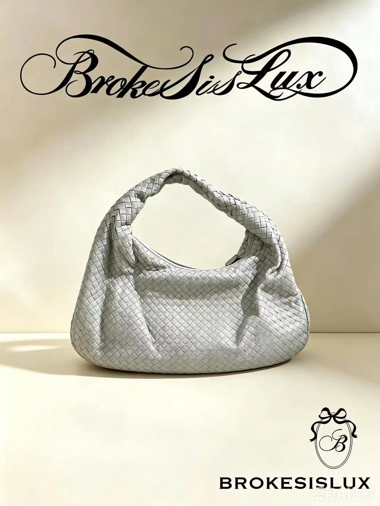 Pre-owned BOTTEGA VENETA Medium Slouch Hobo Shoulder Bag, Cream Off White Nappa Lambskin, Full Intrecciato Hand Weave, Ruched Braided Top Handle, Hidden Zip Closure