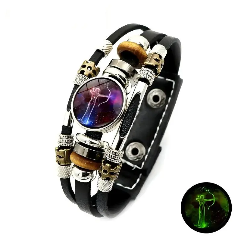 12 Zodiac Sign Glow in the Dark Bracelet for Women Men,Astrology Lovers Gifts , Everyday Wear Jewelry