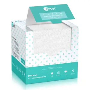 Ultra-Soft Disposable Face Clean Towel - 50 Count/Box, 10" x 12", Biodegradable Face Towel Pack