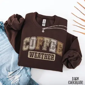 [Sale off up to 50%] Retro Coffee Weather Sweatshirt Fall Coffee Lover Crewneck